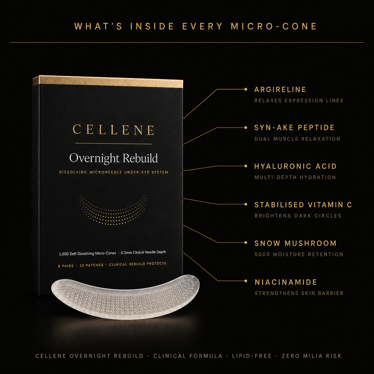 Cellene Hyaluronic Acid Microneedle Eye Mask